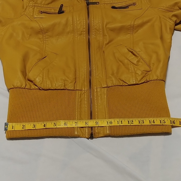✔Jou Jou Faux Leather Jacket in Yellow - Picture 9 of 9
